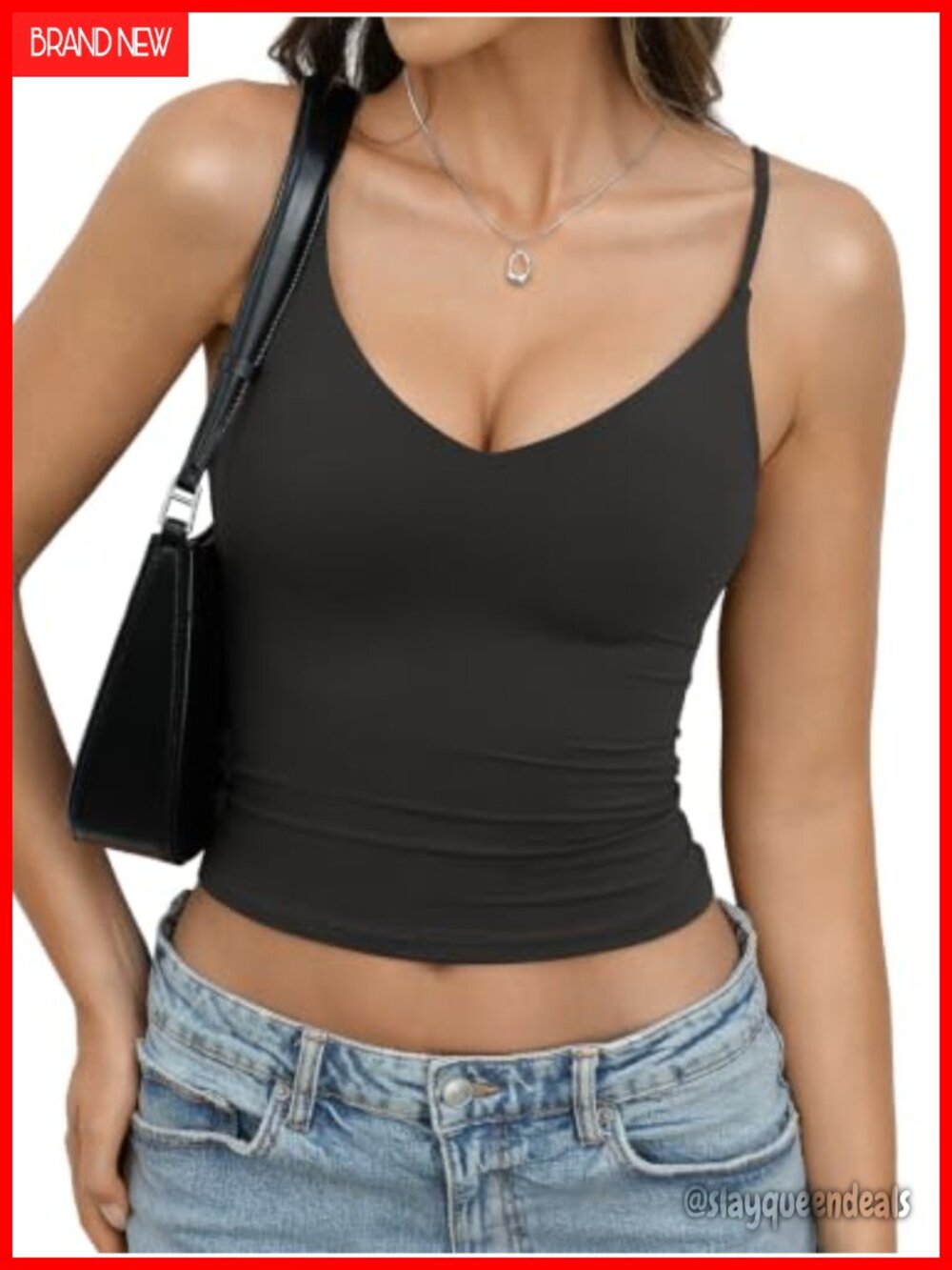 EasyGala Womens Double Lined Camisole Crop Top V Neck Tank Top Y2K